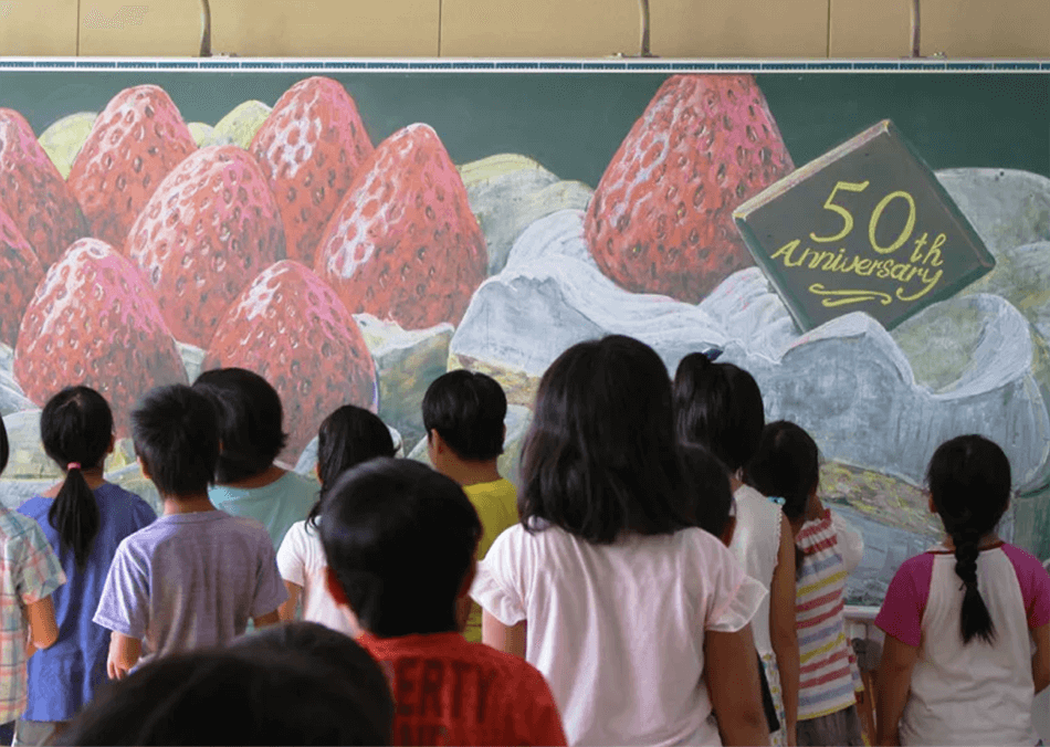 黒板アート制作風景1